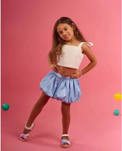 Bubble skirt metalic baby blue
