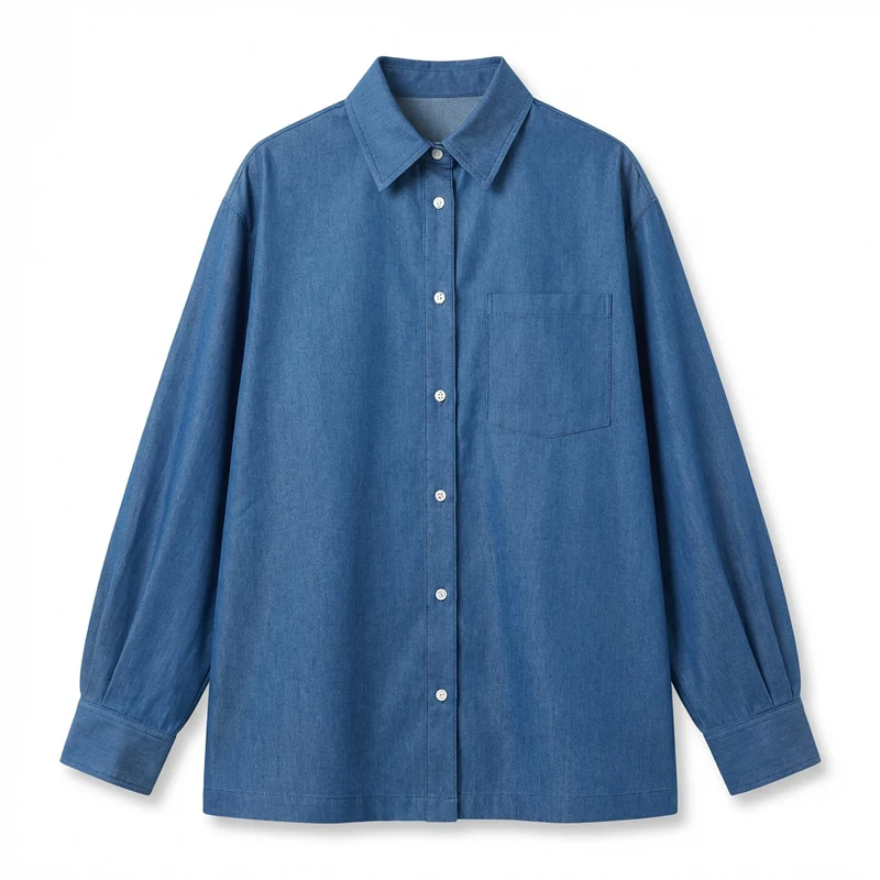 Lightweight Oversized Denim Shirt	Blue 