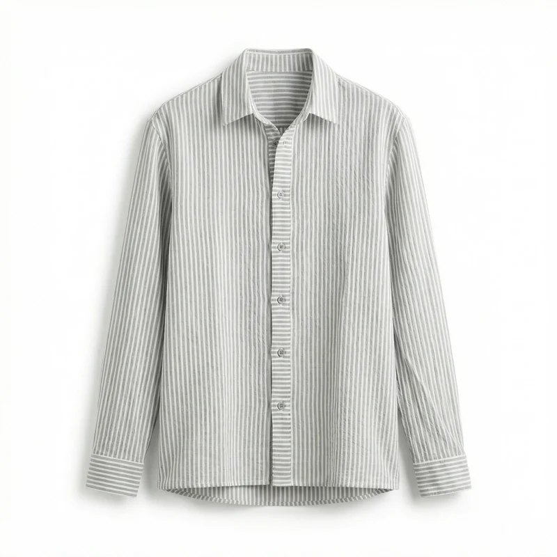 Striped Cotton Shirt	Grey 