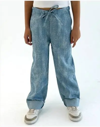 washed denim pants