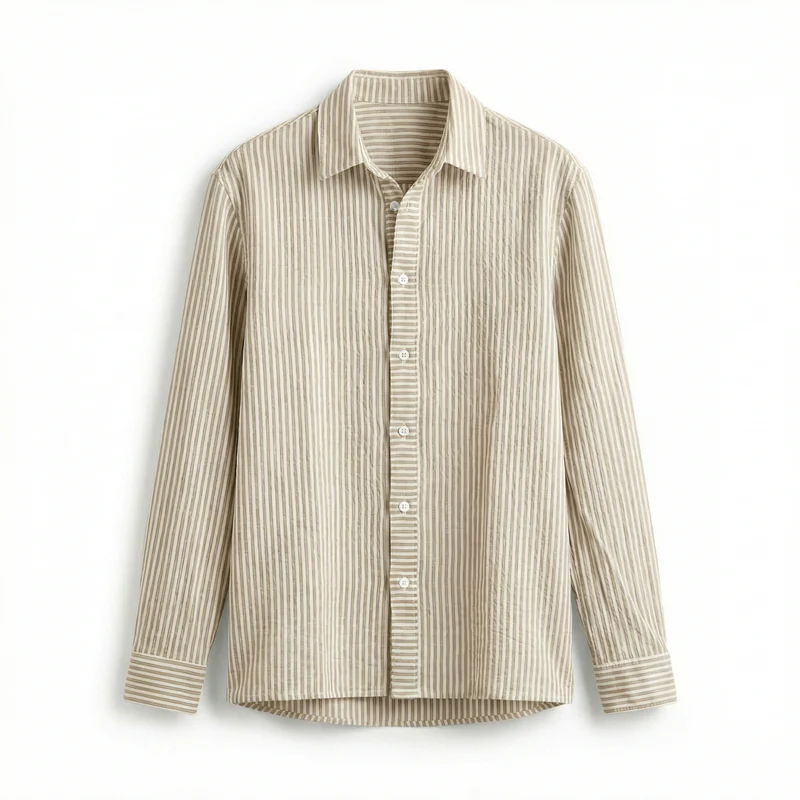 Striped Cotton Shirt	Brown 