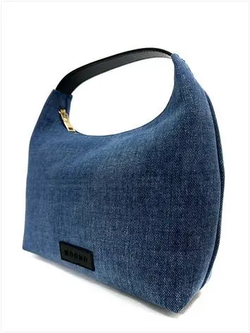 MOHALO-BD Halo bag with leather handle	Blue denim 