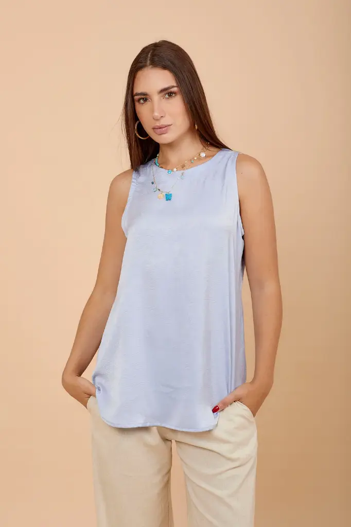 Baby blue airflow Sleeveless top SS-838-T233 