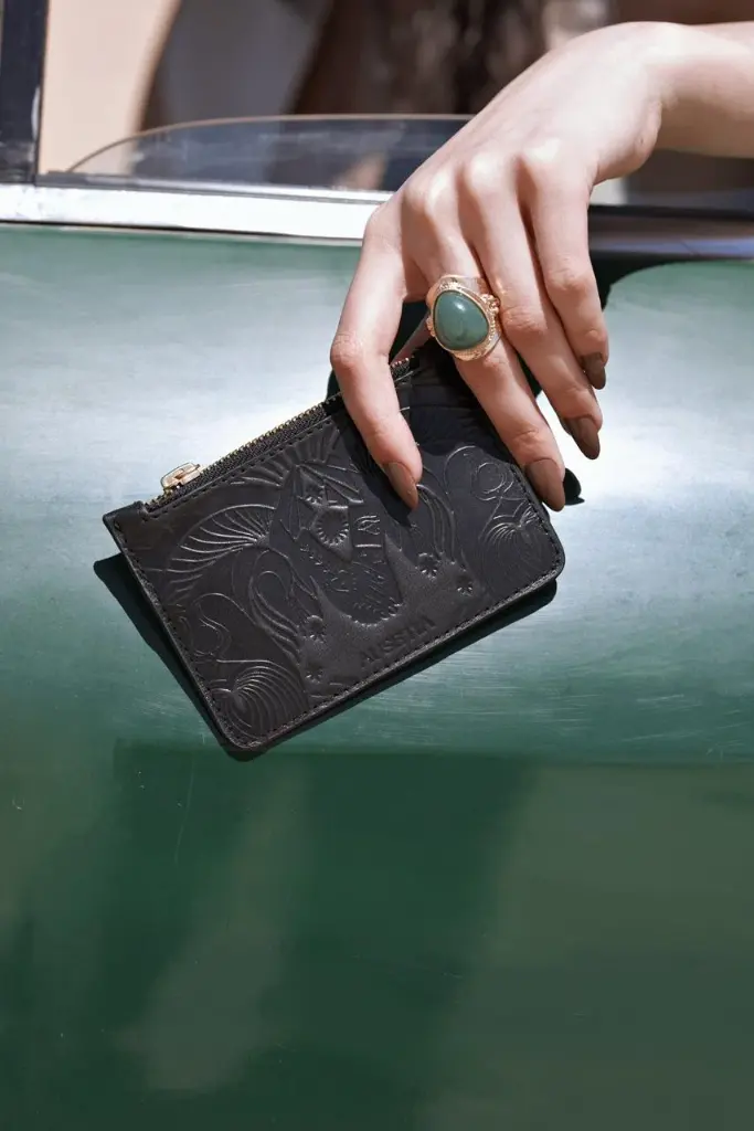 Black Leather Mini Wallet	Bound In Light 