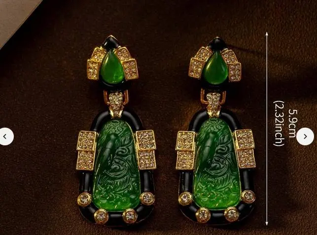 Monat Earrings	Gold & Green 