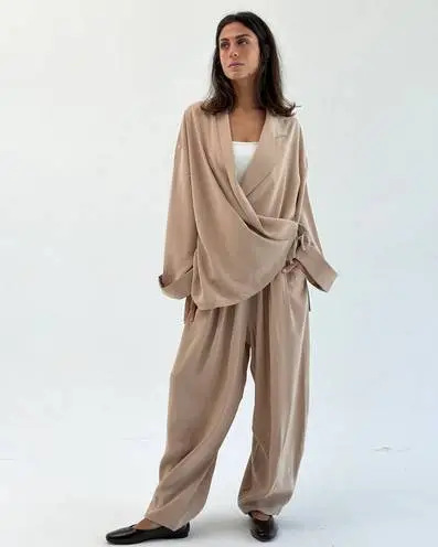 Womenswear	Beige Drape Set 