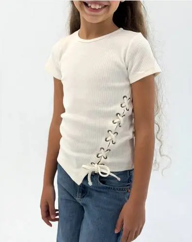 lace up ribbed top