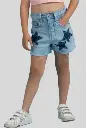 Star patch denim shorts