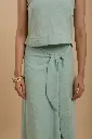 Mint Wrap Linen Skirt	