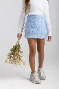 Skirt	SK-GR-AW25-02-BLU	Floral textured mini skirt 