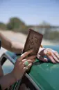 Burgundy Leather Mini Wallet	Bound In Light 