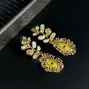 Velour Earrings	Gold & White  