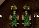 Monat Earrings	Gold & Green 