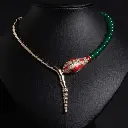 Emerald Serpent Necklace	Gold,Red &Green 