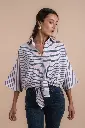 pink & navy tye stripes shirt 